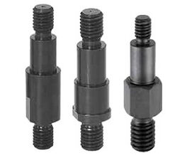 Zentrierbund mit gerader Schlüsselfläche (links), abgesetzter Schlüsselfläche (Mitte), sowie mit abgesetztem Sechskant (rechts)