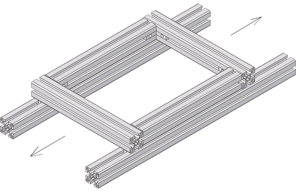 Anwendungsbeispiel für ein reibungsarmes Verschieben von Aluprofilen