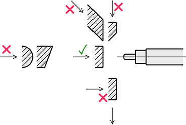 Beispielabbildung - Position des Werkstücks bei Anschlag in Stiftform