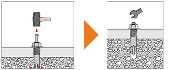 Beispielabbildung - Durchsteckmontage mit Bolzenanker