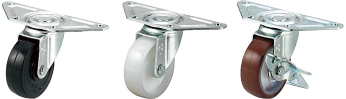 Verschiedene Geräterollen mit Montageplatte