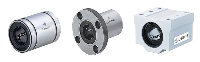 Dasrstellung von unterschiedlichen Ausführungen von Linearkugellagern