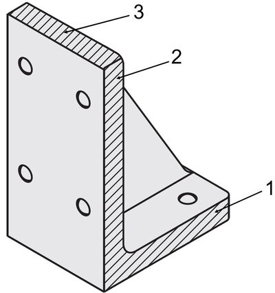 Konfigurierbarkeit von Länge (1), Höhe (2) und Breite (3) bei Winkelplatten